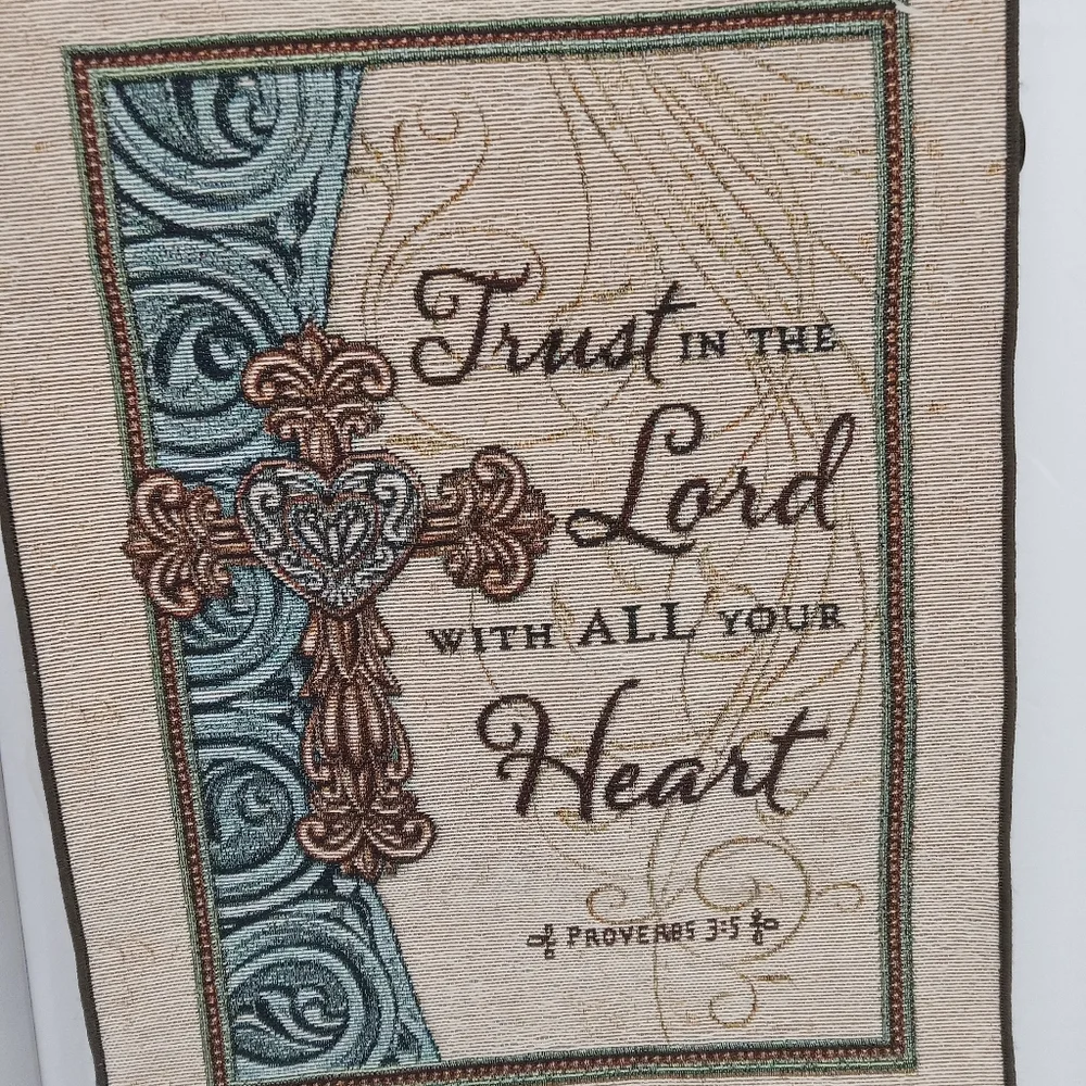 Photo Frame Tapestry Scroll with Proverbs Wall Accent Bible Verse 35x13